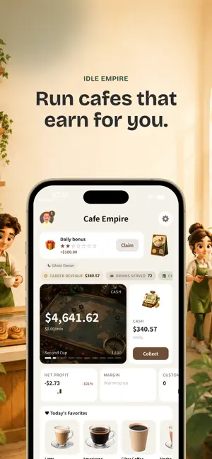Slow Coffee Tycoon: Idle Cafe screenshot 2