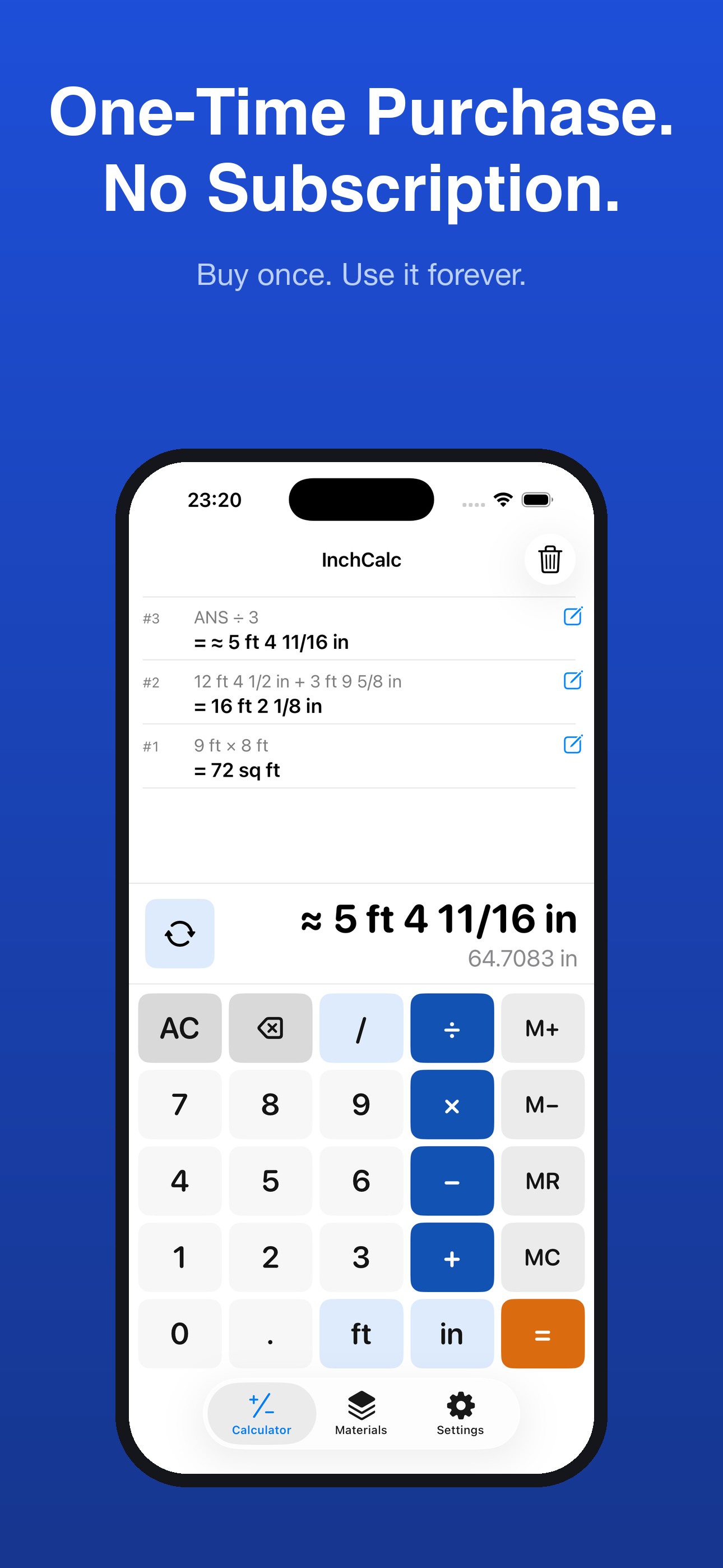 InchCalc: Feet Inch Fraction screenshot 5