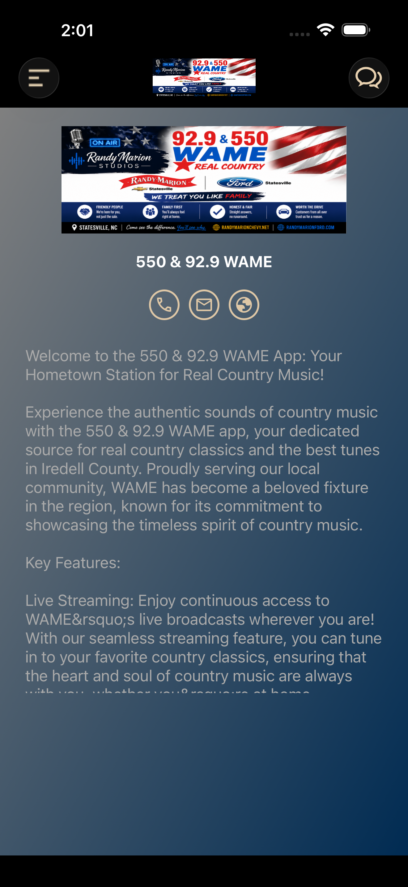 92.9 WAME Radio screenshot 3