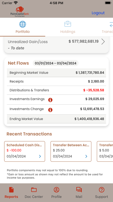Private Bank of PlainsCapital Screenshot