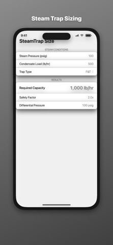 Steam Trap Sizing Tool screenshot