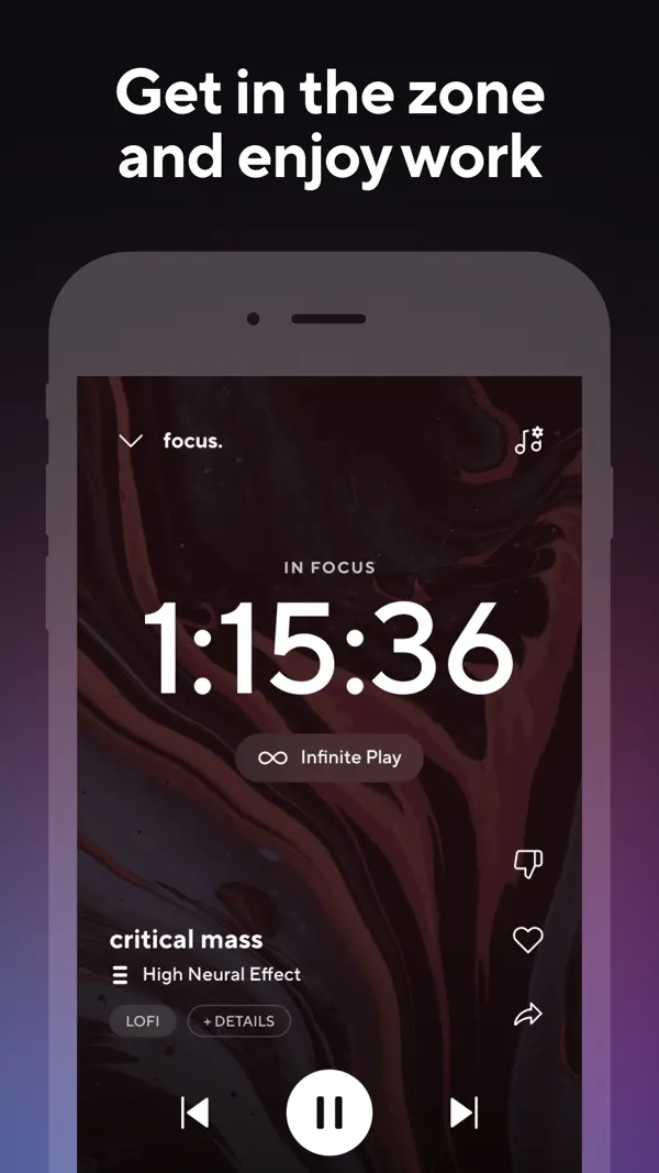 Brain.fm - zur Konzentration iPhone App Screenshot 6 – Produktivität