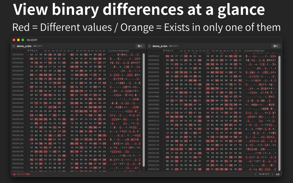 #1. Bin2Diff (macOS) 作者: Takao Ohashi