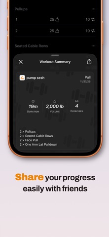 Gym Logger: pump sesh screenshot