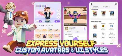 Blockman GO - Discover how users can personalize their block-style avatars with unique outfits and wings, alongside comprehensive game data and profile settings.