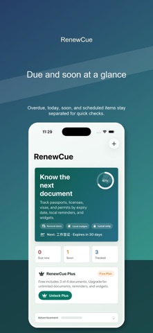 RenewCue Document Alerts iPhone screenshot