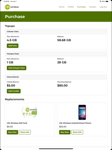 Life Wireless iPad screenshot