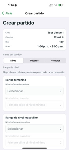 PlayPadel: Pádel Colombia iPhone screenshot
