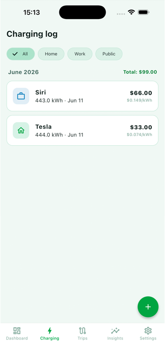 ChargeTrail: EV Charge Log Screenshot 4 of 9