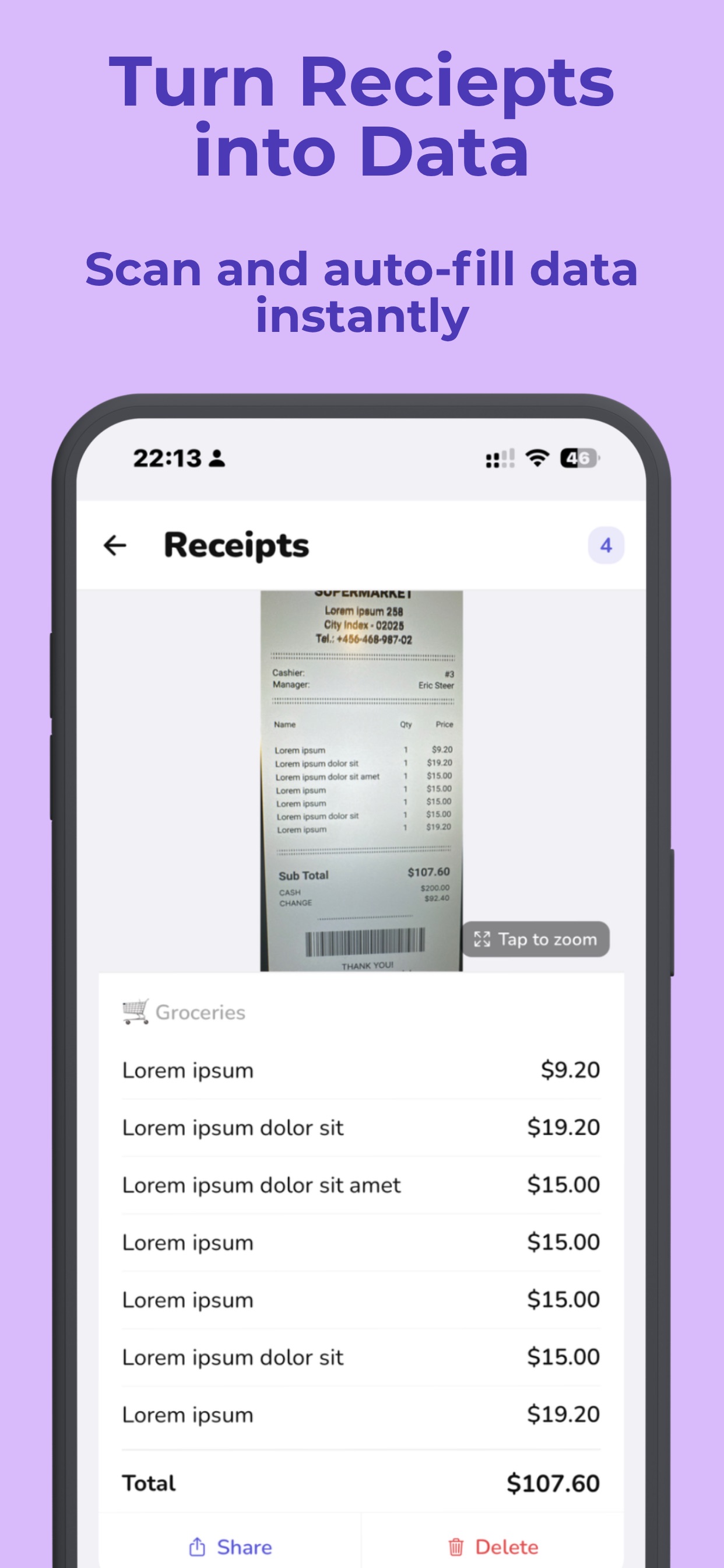 Screenshot 2 of MyMoneyPro — Easy Scan receipt