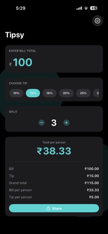 Tipsy - A Tip Calculator Screenshot 1 of 3