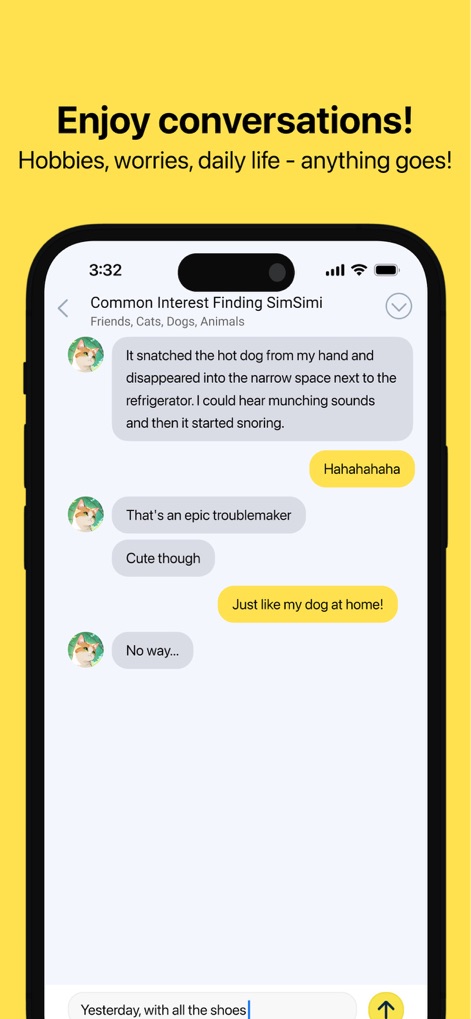 SimSimi - Observe engaging conversational flows with personalized SimSimi characters, complete with unique avatars and continuous dialogue.