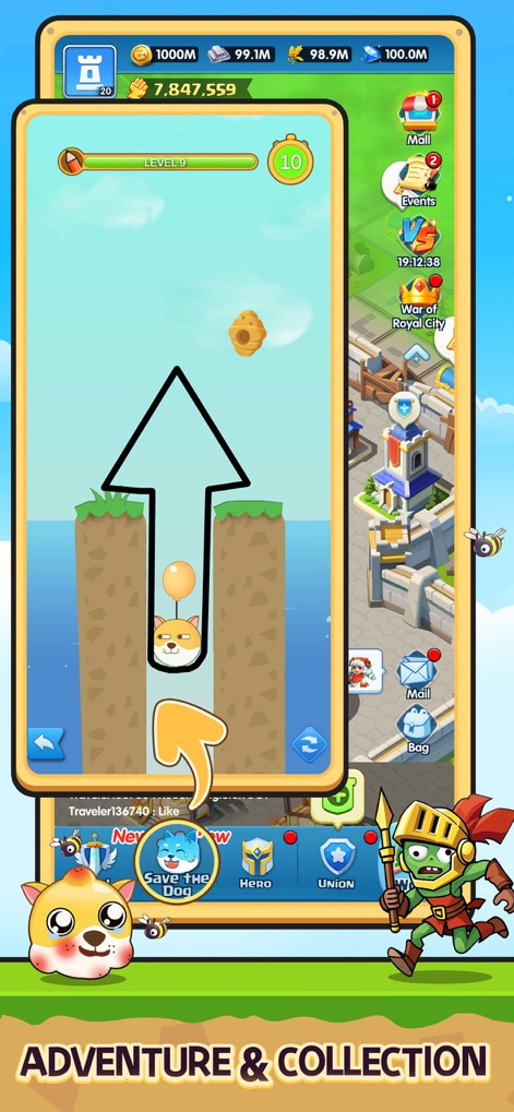 X-Clash: Survival Challenge - Witness the seamless integration of a puzzle mini-game within the strategic city-building interface, complemented by a comprehensive resource management display.