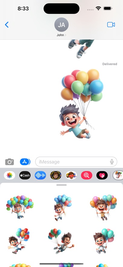 Balloon Flying Boy Stickers