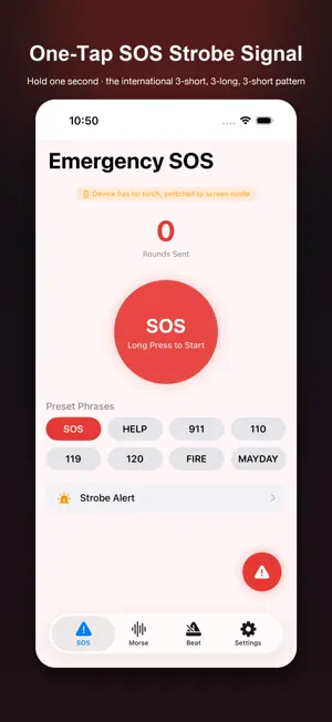FlashSOS Emergency Flashlight screenshot 1