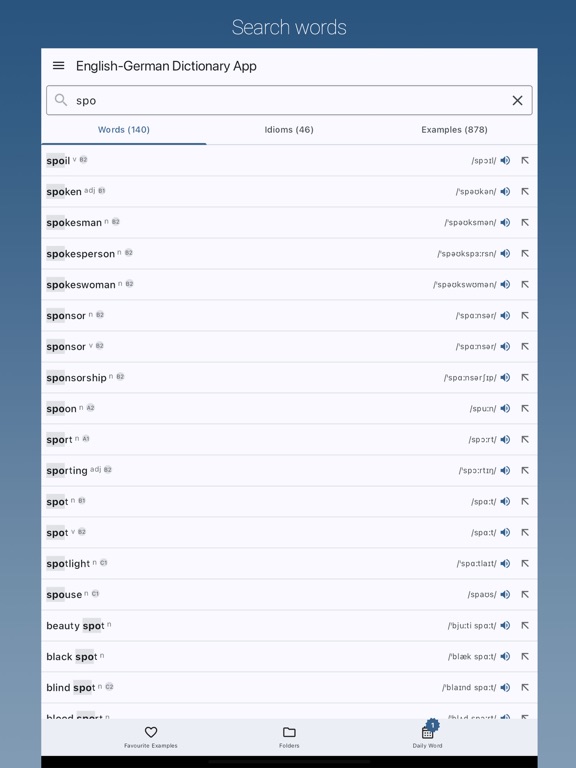 English-German Dictionary Pro iPad screenshot