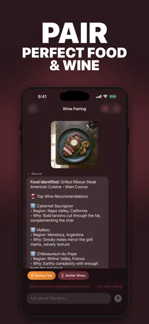 Vino AI: Food & Wine Pairing screenshot 1