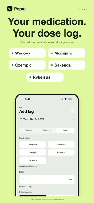 Pepta: GLP-1 Shot & Weight Log screenshot 2