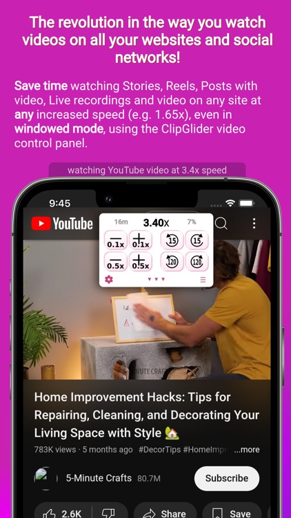 ClipGlider-video speed control