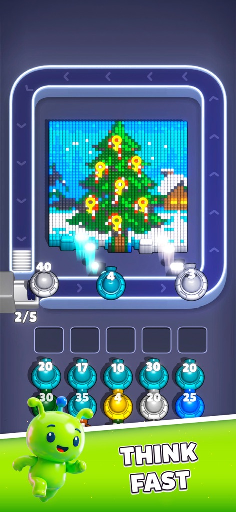 Voxel Blast Jam - Engage in swift tactical decisions by clearing the festive voxel Christmas tree, utilizing the single-row arrangement of shooting ammo effectively.