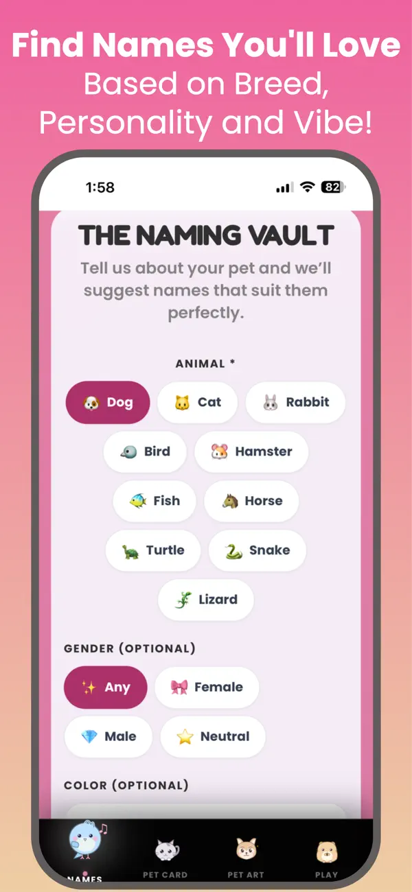 Screenshot #1 pour My Petaverse: Noms d'animaux
