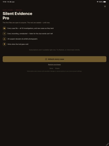 Silent Evidence iPad screenshot