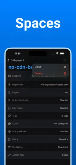 Captura de pantalla de Digital Ocean Mobile — Ocean en iPhone 6