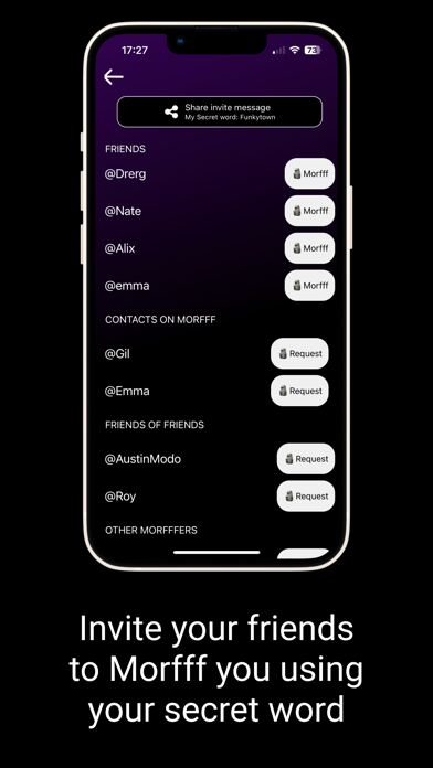 Morfff iPhone screenshot 1 - Social Networking app