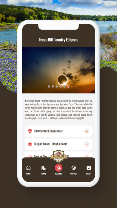 Texas Hill Country Travel App Screenshot