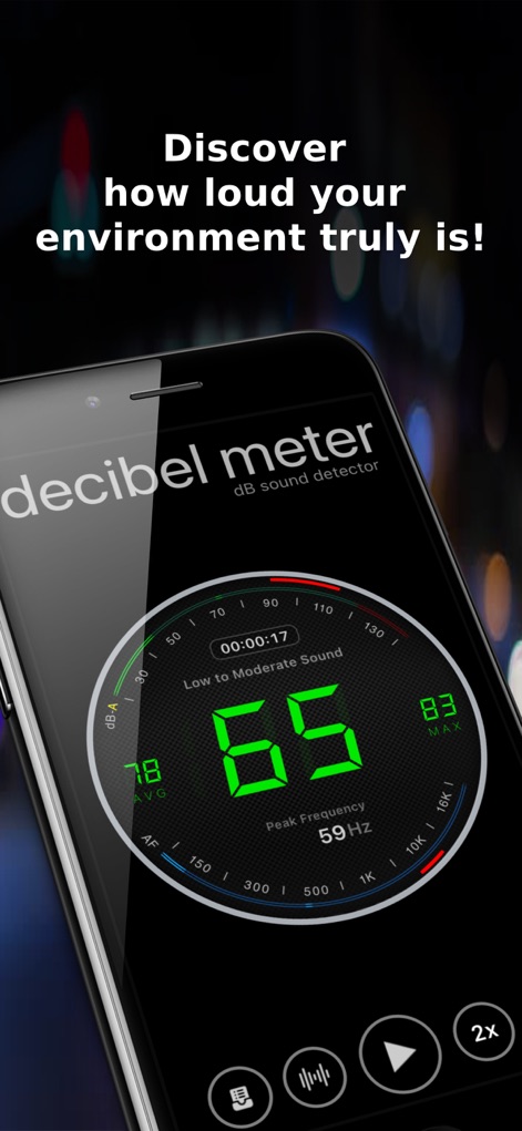 Decibel Meter Sound Detector - This tool provides instant sound level measurements, clearly displaying the current decibel reading and peak frequency for immediate environmental awareness.