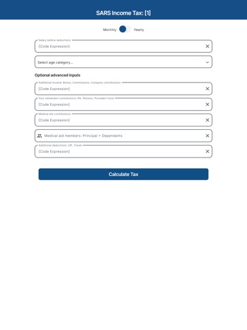 SARS Income Tax Calculator iPad screenshot