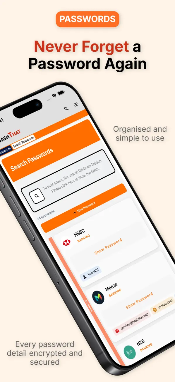 Screenshot #2 pour HashThat: Passwords & Notes