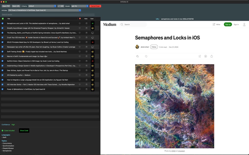 Articles AI app screenshot