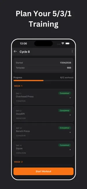 531 Workout Tracker: 5/3/1 Log screenshot 2