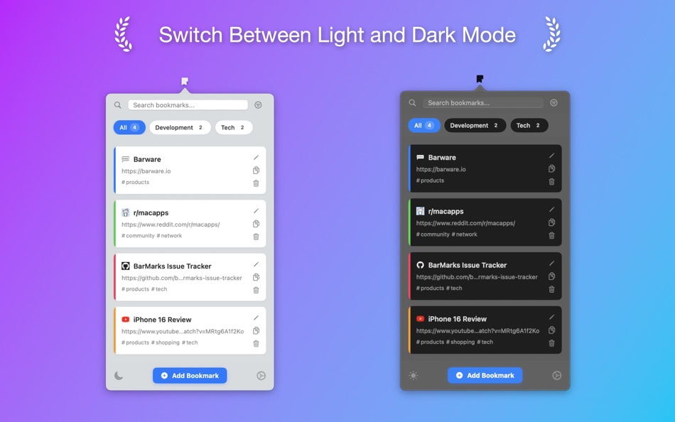 #4. BarMarks: Bookmarks in MenuBar (macOS) 由: Orkhan Farmanli