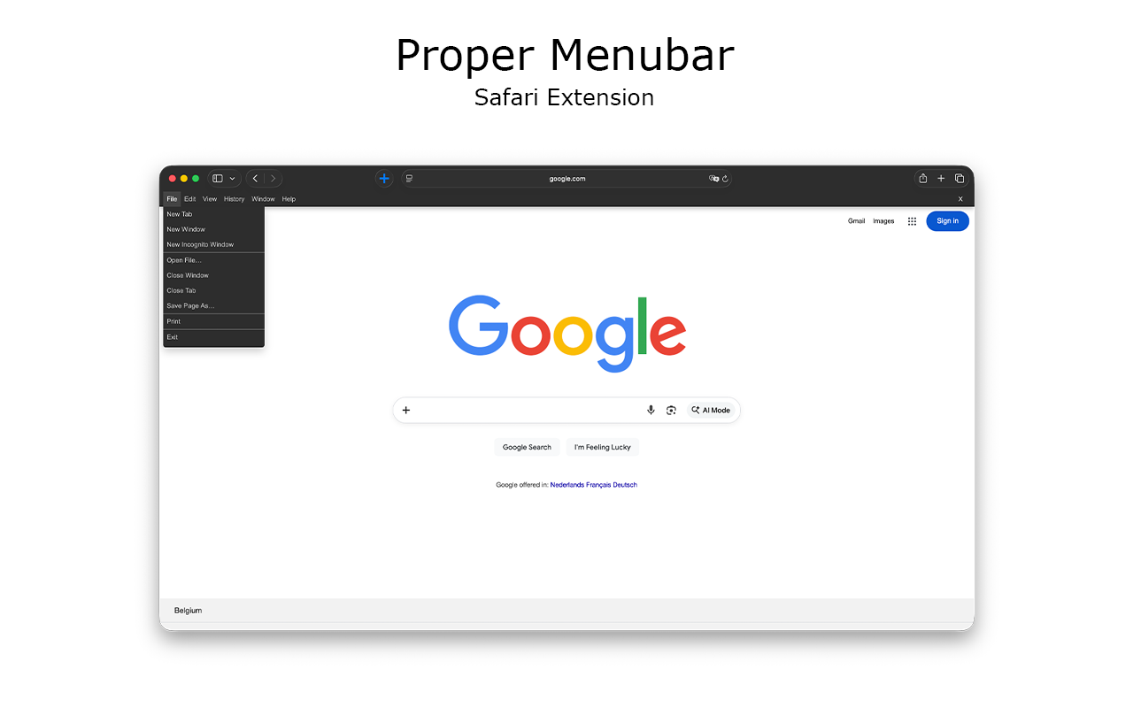 Proper Menubar for Safari