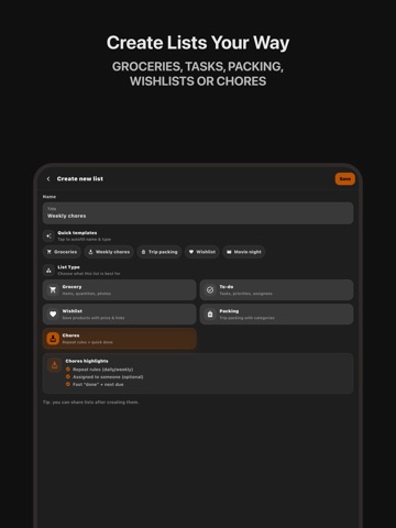 JoinListy: Shared Lists iPad screenshot