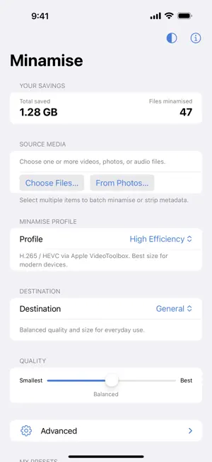 Minamise: Compress Media screenshot 4