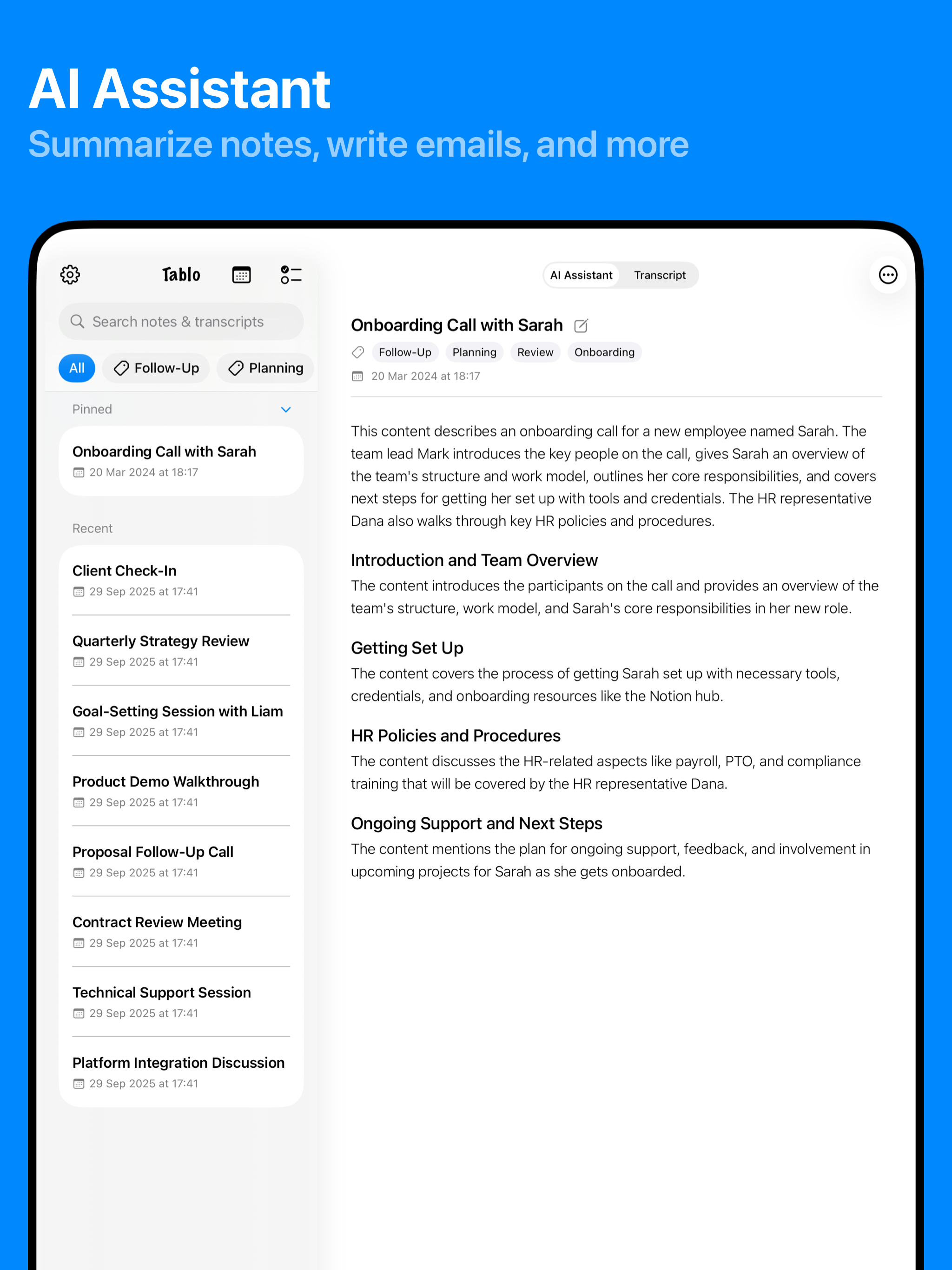 AI Meeting Notes - Tablo