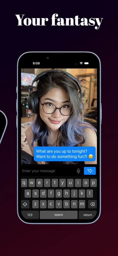 Spicy Chat AI - Experience the dynamic chat interface where users can interact with a responsive AI character and effortlessly compose messages using the intuitive keyboard.