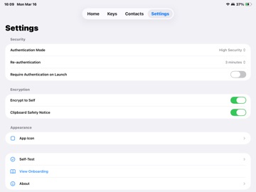 CypherAir iPad screenshot