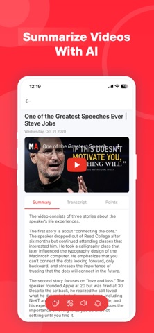 Live Video Summarizer: AI Tool iPhone screenshot