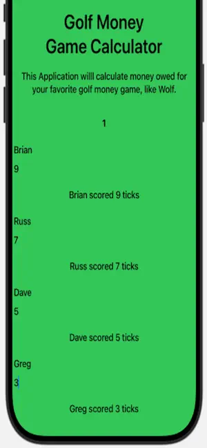 Golf Money Game Calculator screenshot 2
