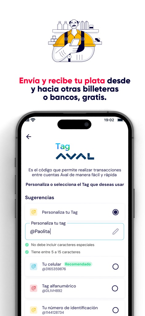 dale! Colombia - The 'Tag Aval' feature simplifies money transfers, enabling users to personalize their unique tag and send funds securely and instantly between accounts.