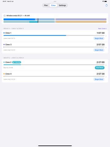 Crew Rest Planner iPad screenshot