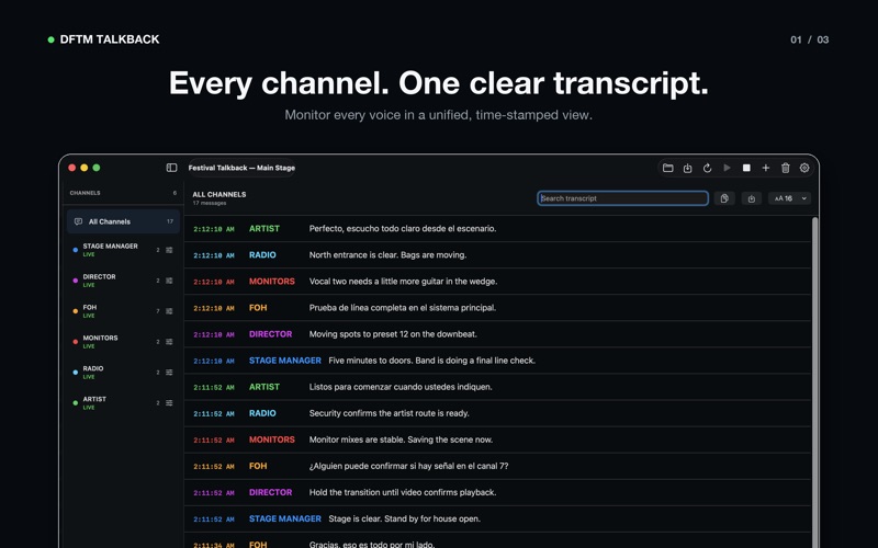 Talkback Script screenshot