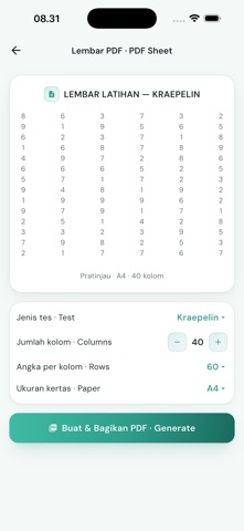 Tes Kraepelin: Pauli Test Screenshot 7 of 8