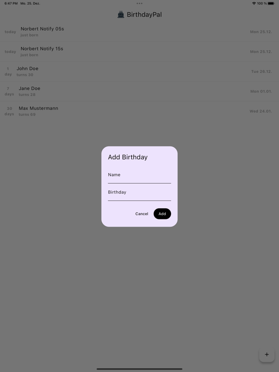 Birthday reminder  BirthdayPal iPad screenshot 3 - Lifestyle app