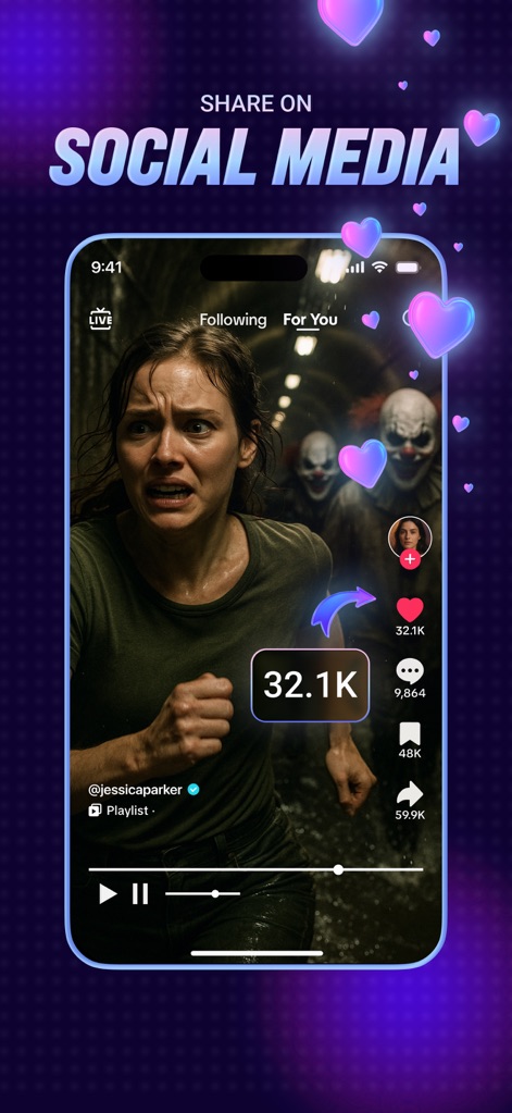 AI Video Generator: Tvorra - Partagez facilement vos chefs-d'œuvre grâce à l'intégration native aux plateformes sociales et à l'affichage des indicateurs d'engagement pour maximiser votre portée.