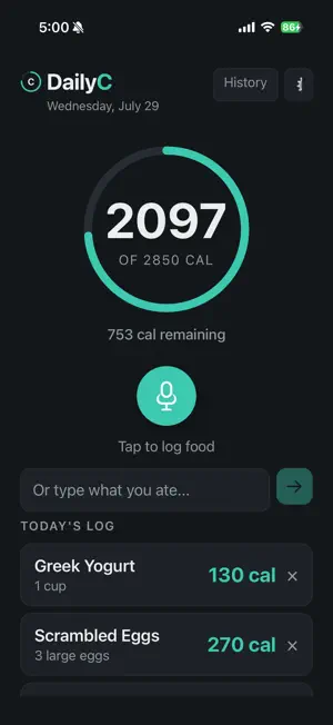 DailyC: Calorie Tracker screenshot 1